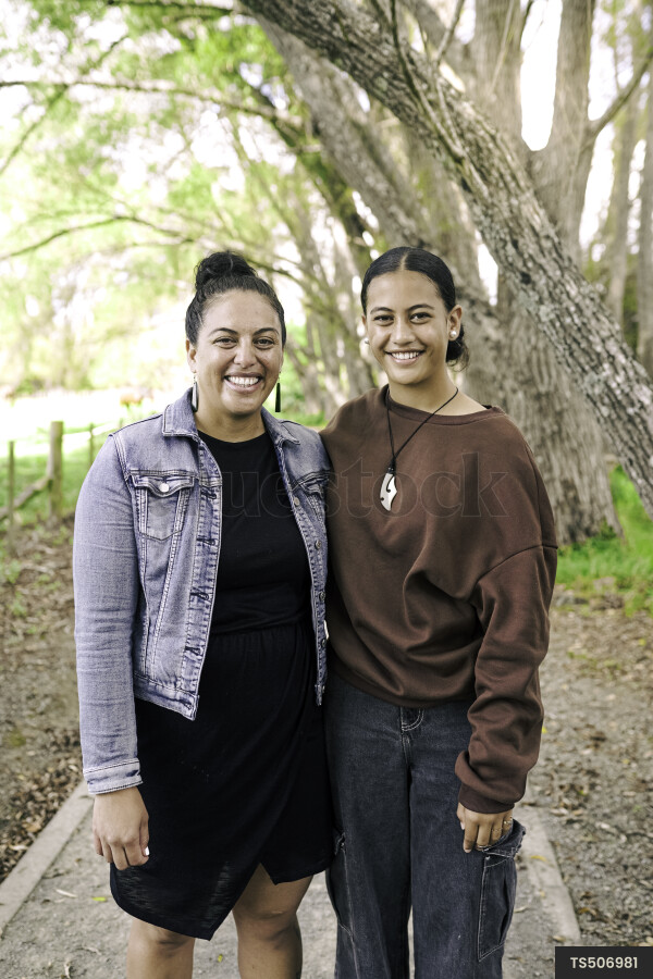 Mother and Daughter on Walkway