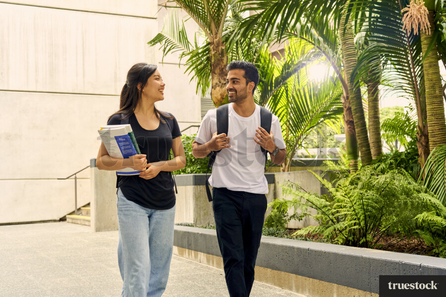 Students Walking and Talking on Campus