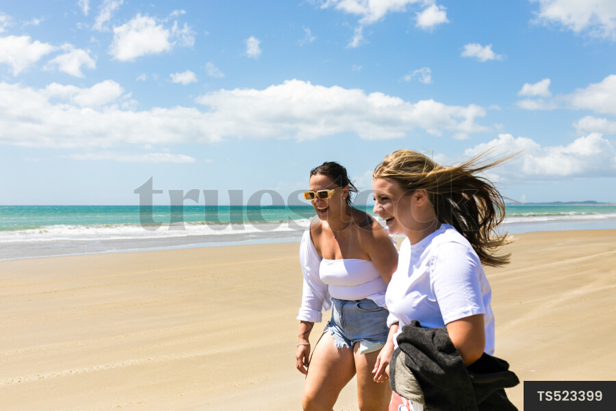 Mother and daughter on beach