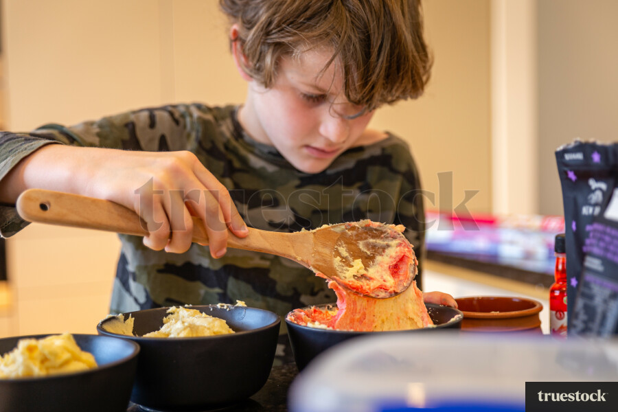 Child baking a cake