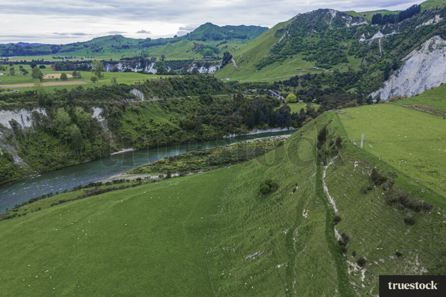 Aerial of river and gorge