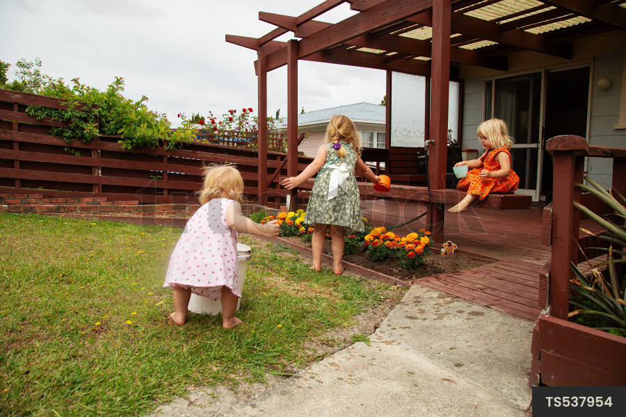 Girls in garden