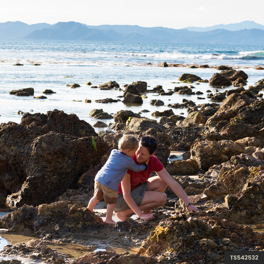 Mother and Son at Beach