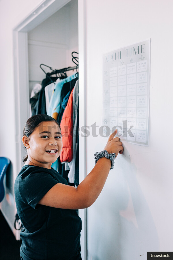 Girl with Chore Chart