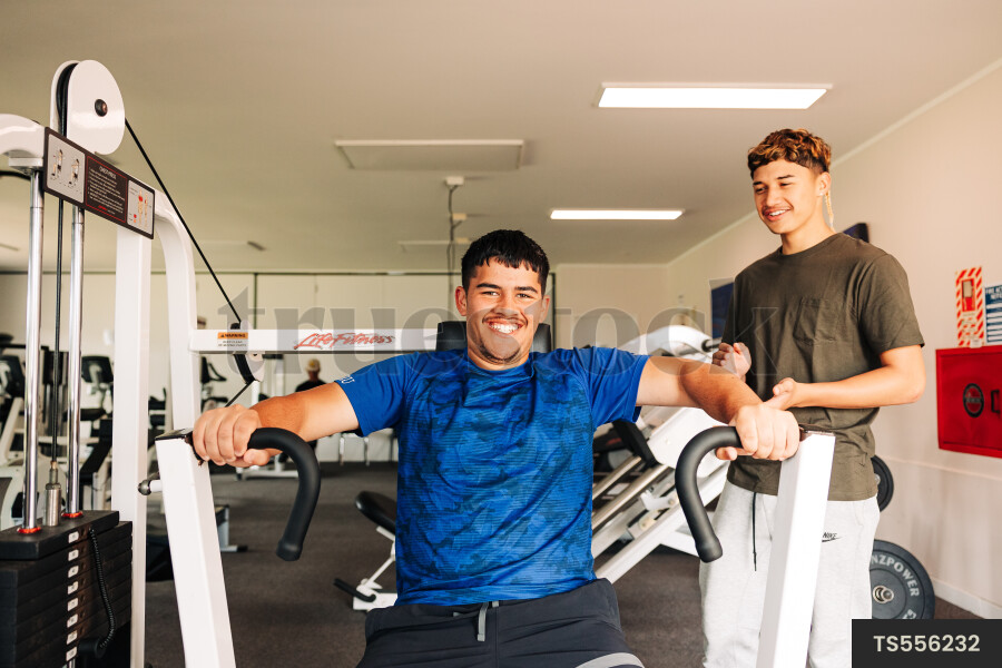 Teenagers Working Out at Gym