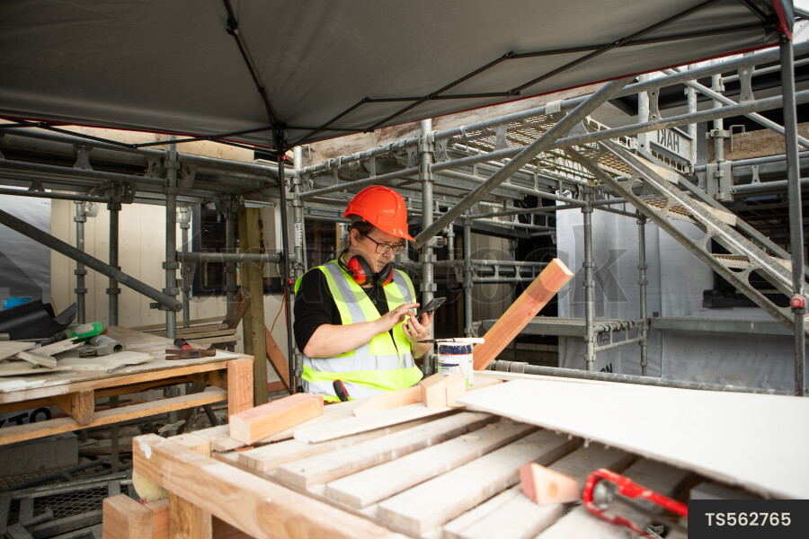 Woman working in construction site