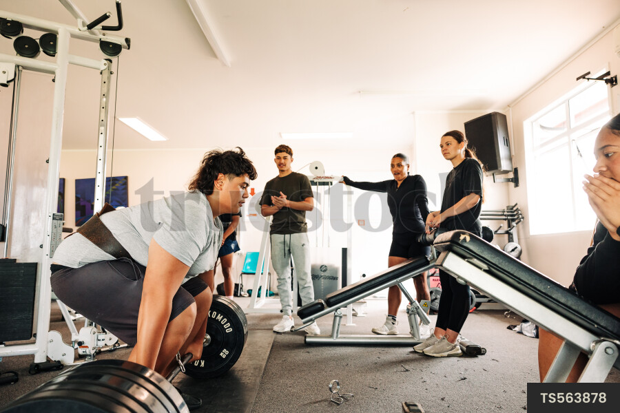 Teenagers Working Out at Gym