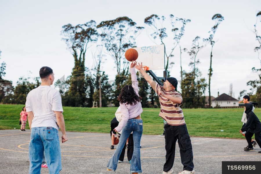 Friends Playing Basketball