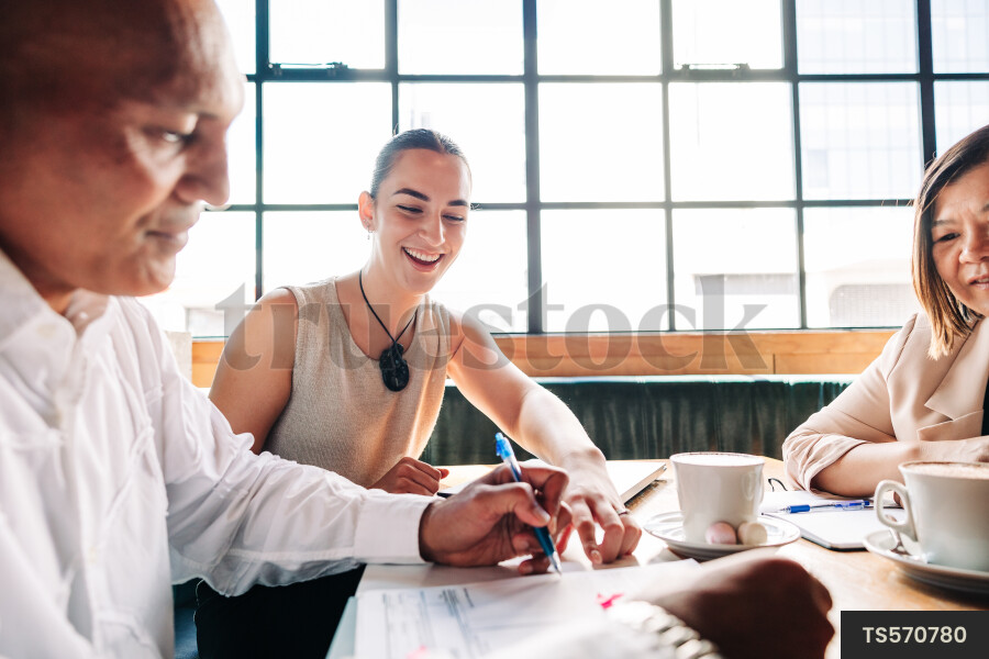 Businesspeople meeting at cafe