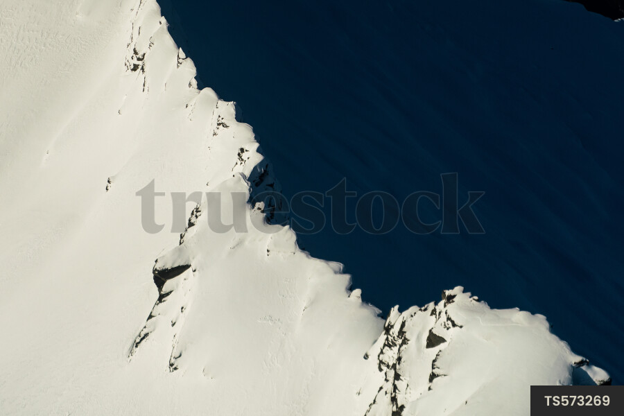 Aerial view of snow on Mount Aspiring