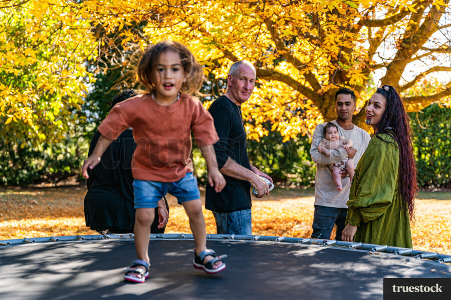 Child Playing on Trampoline