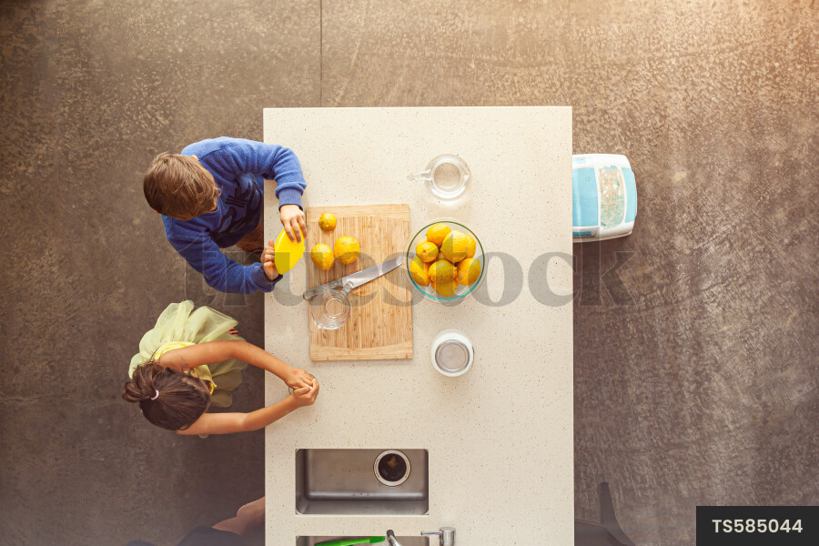 Top down view of kitchen island