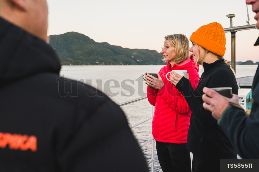 People on boat at sea