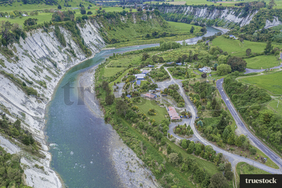 Aerial of river and gorge