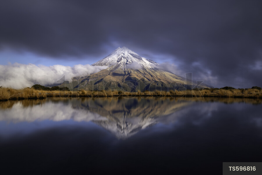 Reflection of Mount Taranaki in Lake Mangamahoe