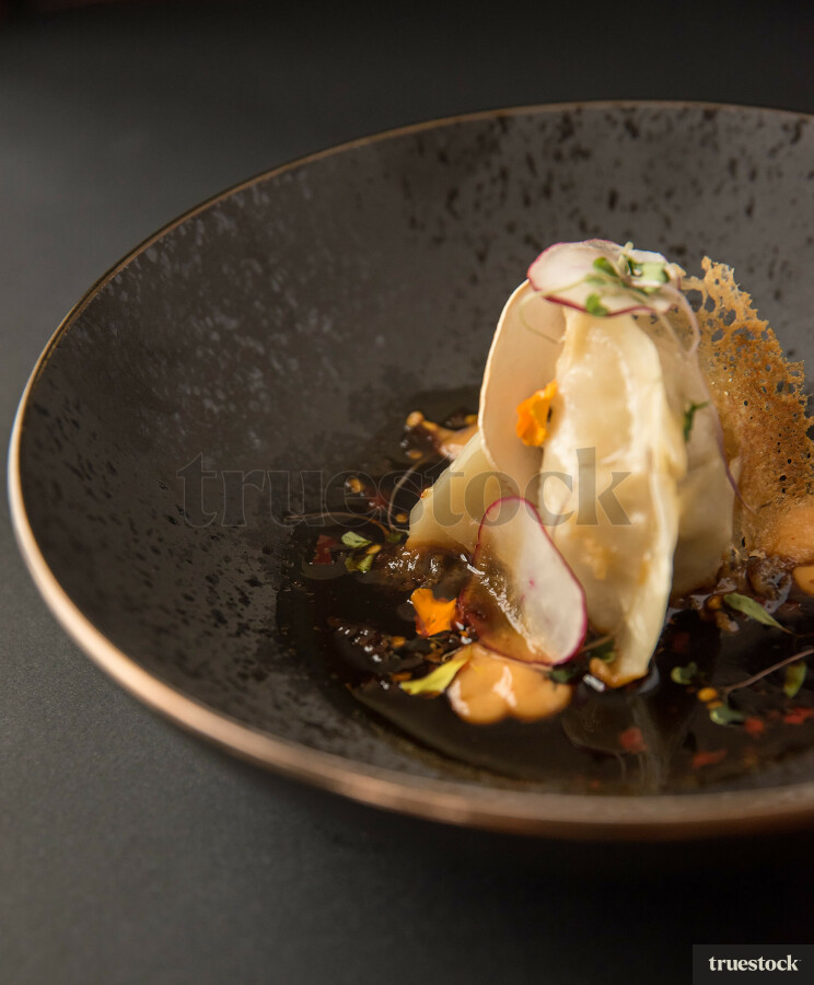 Close-up of fine dining dish