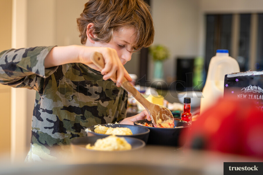 Child baking a cake