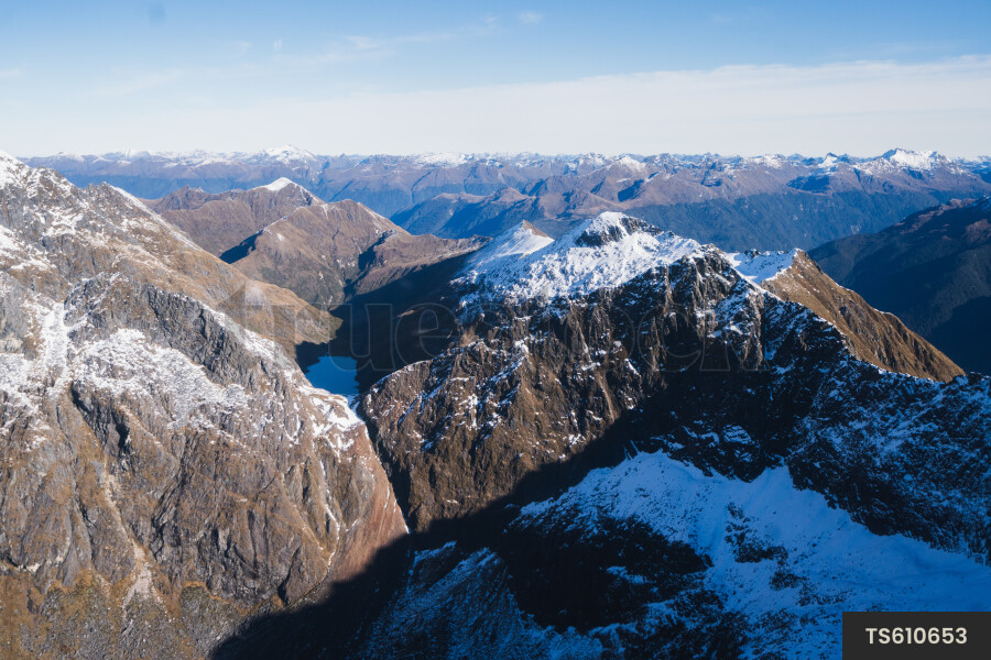 Aerial view of mountains in Mount Aspiring National Park