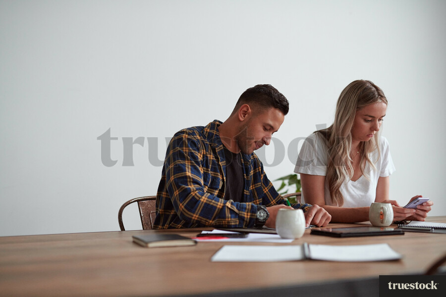 Young couple doing administration