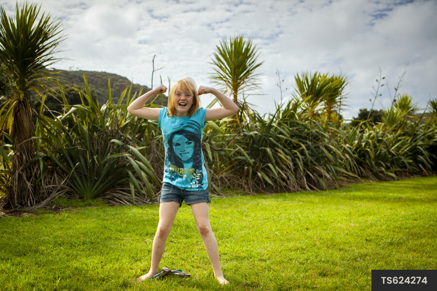 Young Girl in Muscle Pose