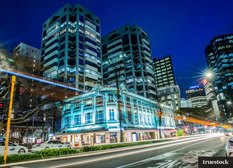 Wellington CBD streets at night