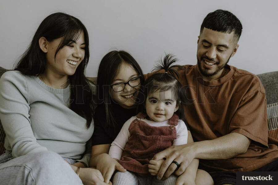 Family Photo on Couch in Lounge