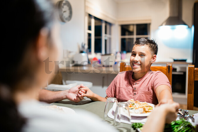 Family eating dinner