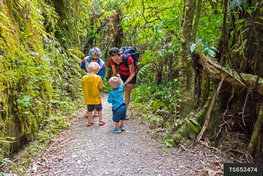 Mother and Kids on Hike