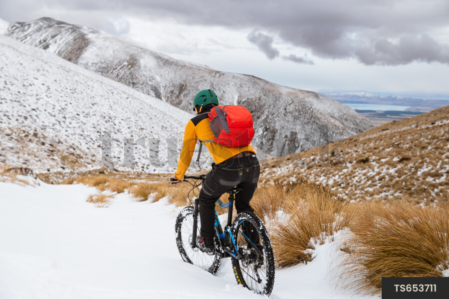 Mountain Biker in Winter