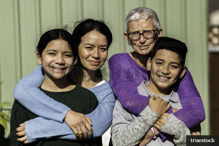Family Portrait with Grandma Outside