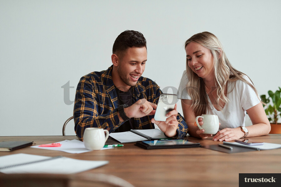 Young couple doing administration