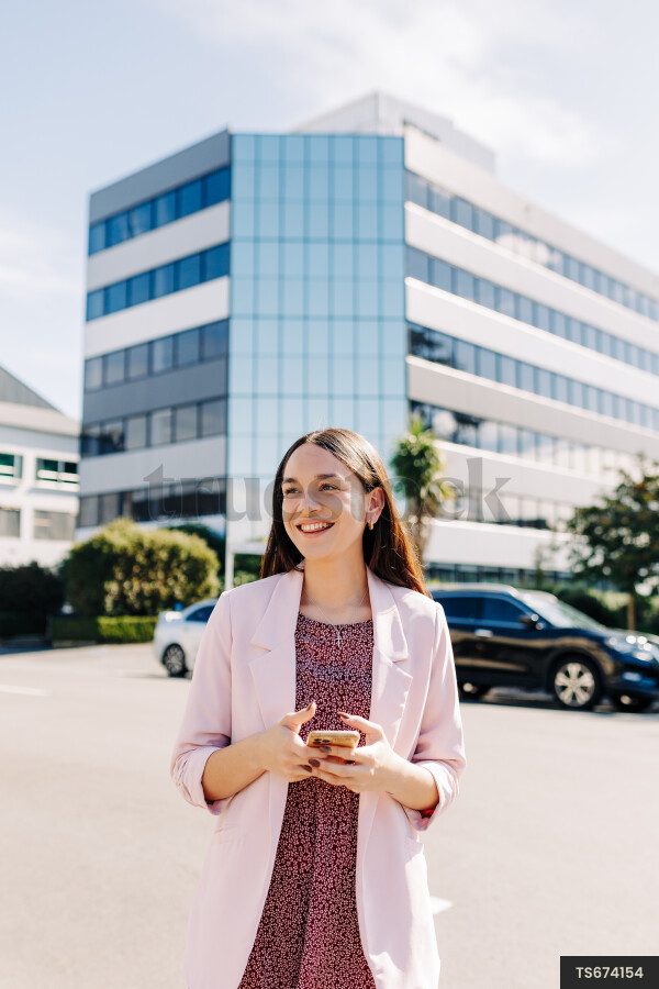 Businesswoman on city street