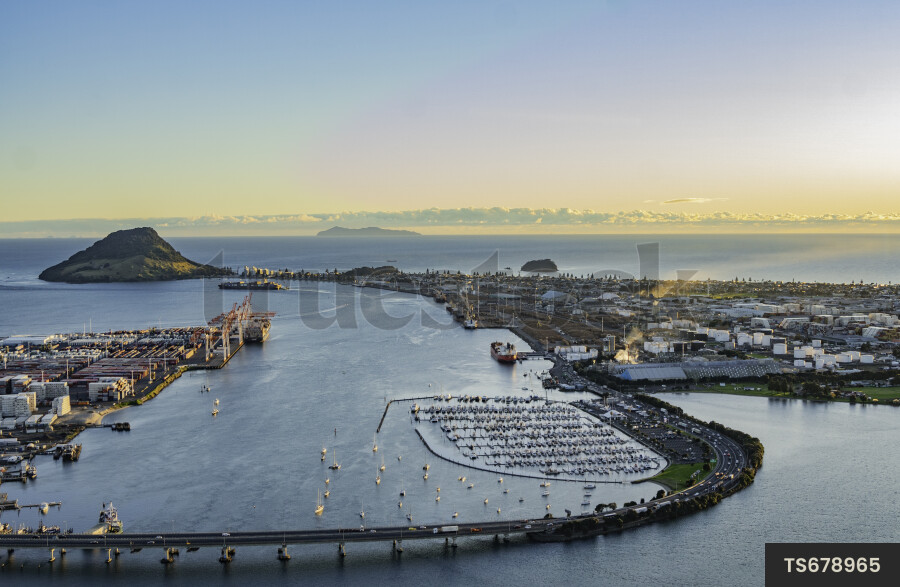 Aerial view of Tauranga and Mount Maunganui