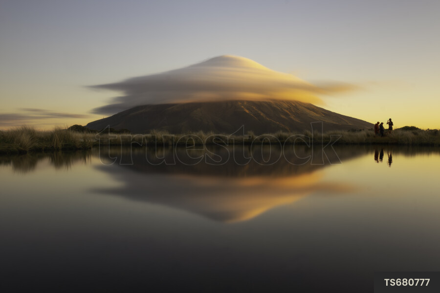 Reflection of Mount Taranaki in Lake Mangamahoe