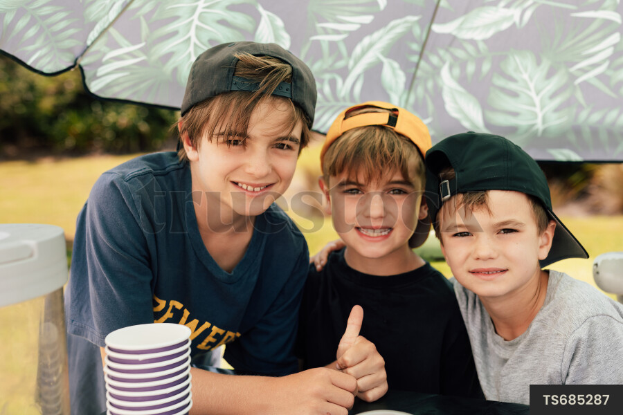 Young Boys Running Lemonade Stand