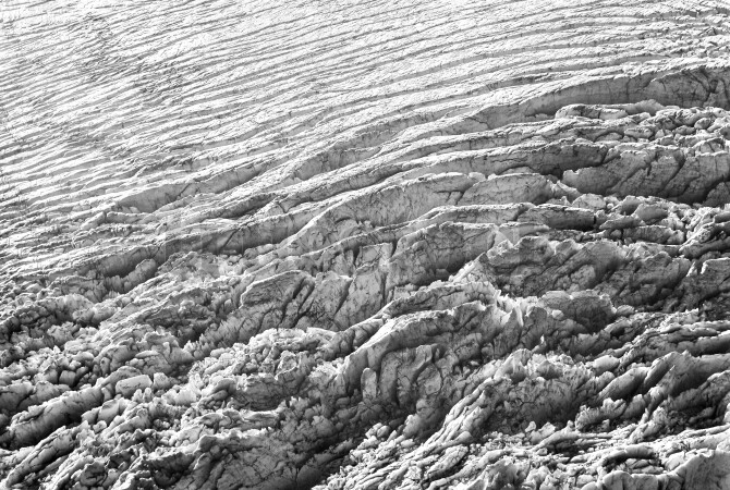 Aerial view of glacier in Mount Aspiring National Park