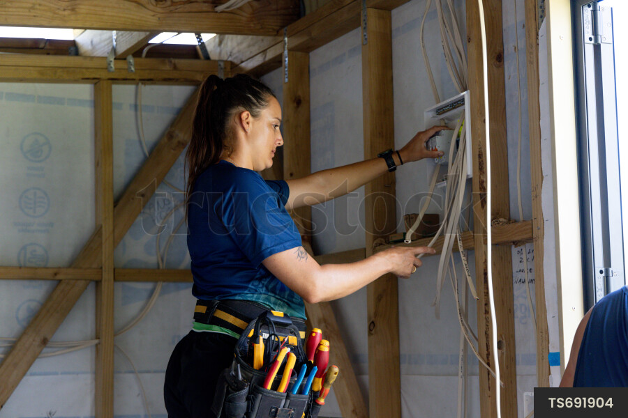 Electrician working at construction site