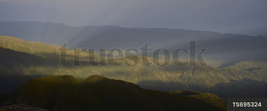 Aerial view of scenic mountain range