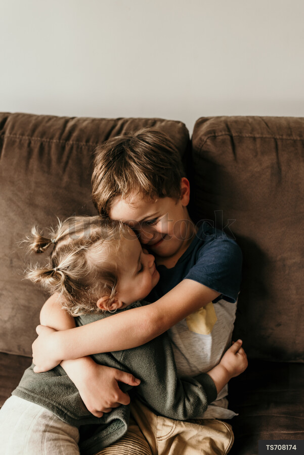 Brother and Sister on Couch