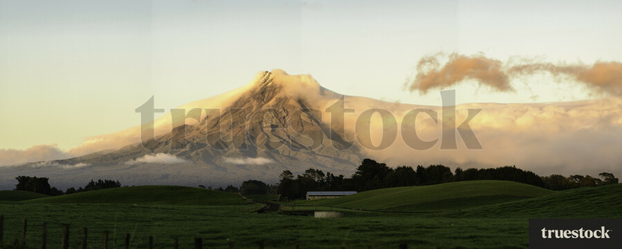 View of Mt Taranaki from Farmland