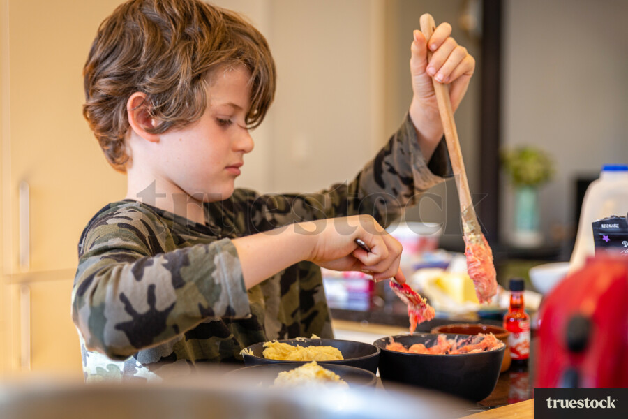Child baking a cake