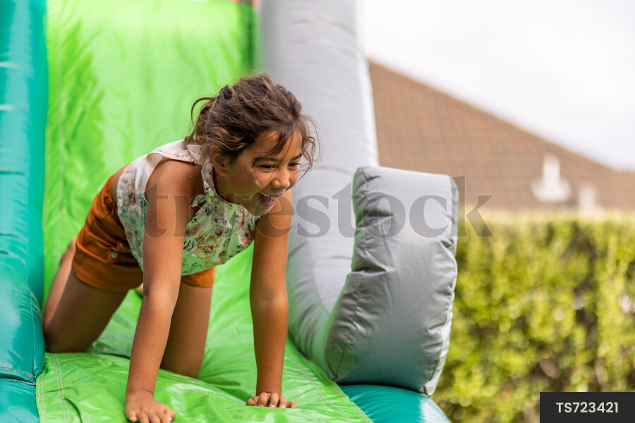 Young Girl on Bouncy Castle