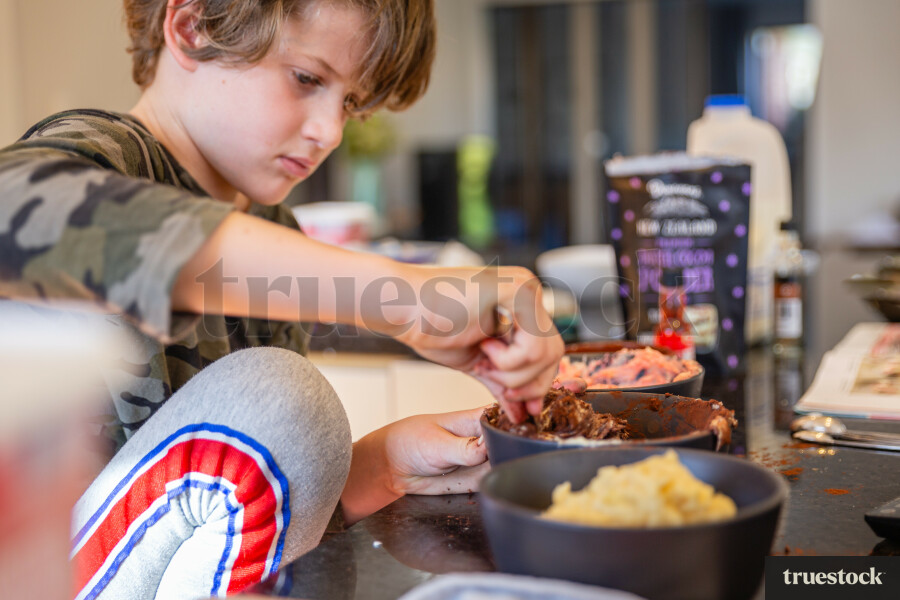 Child baking a cake