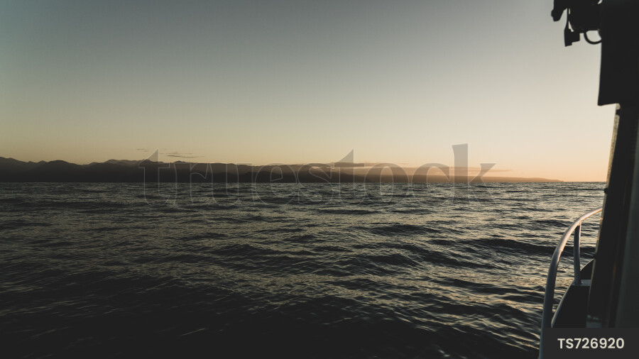 Boat and sea at sunset
