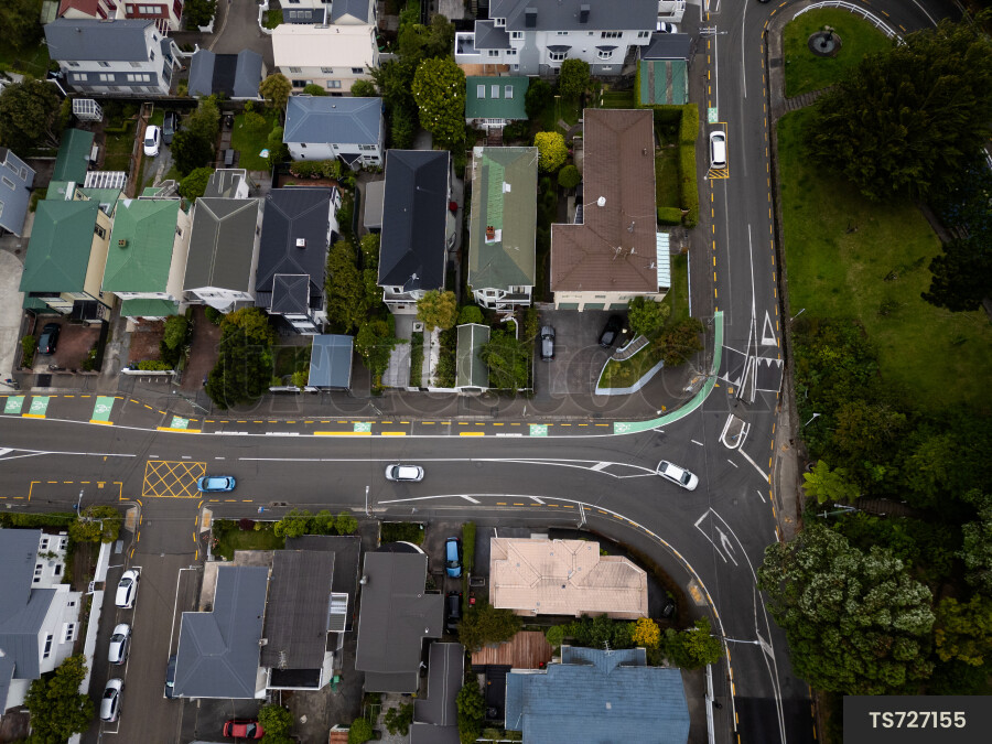 Aerial view of street in Wellington