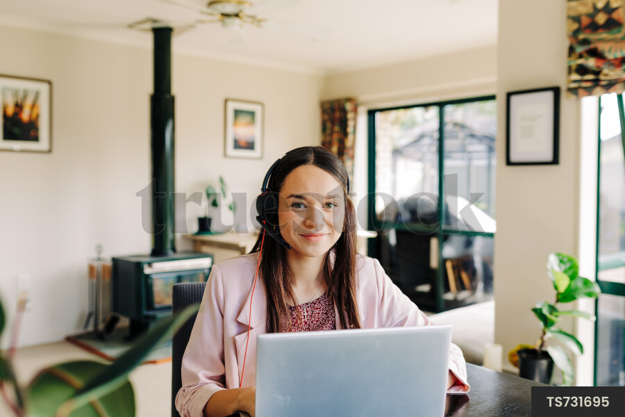 Businesswoman working from home