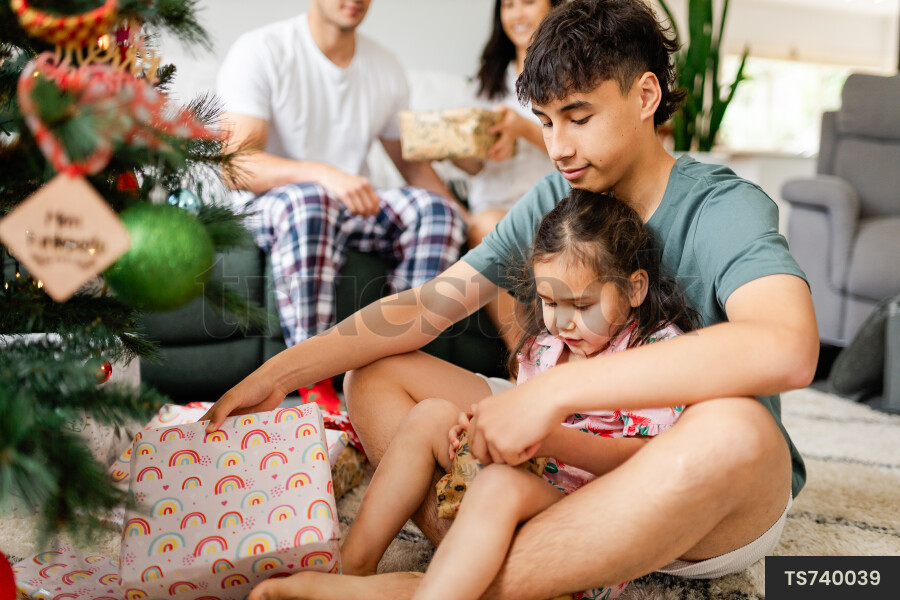 Family Opening Christmas Gifts