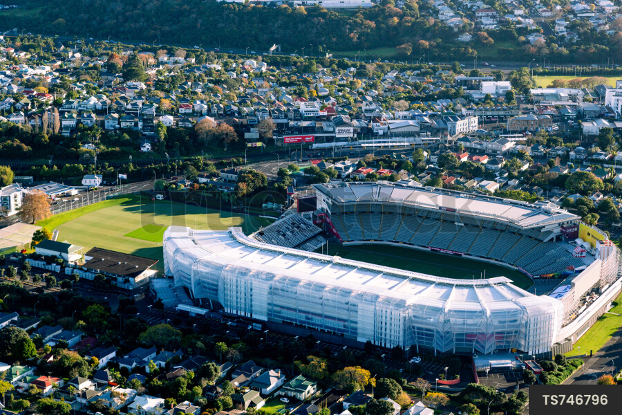 Aerial view of Eden Park in Auckland by James Rua - Truestock