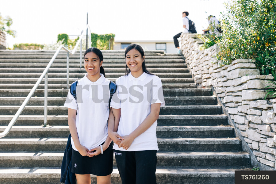 Young Girls Walking Home From School