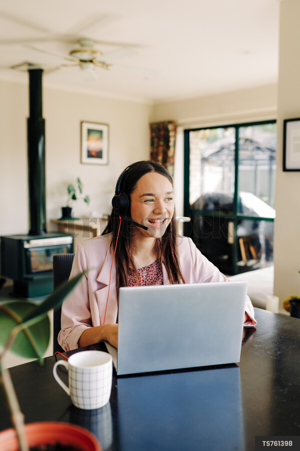 Businesswoman working from home